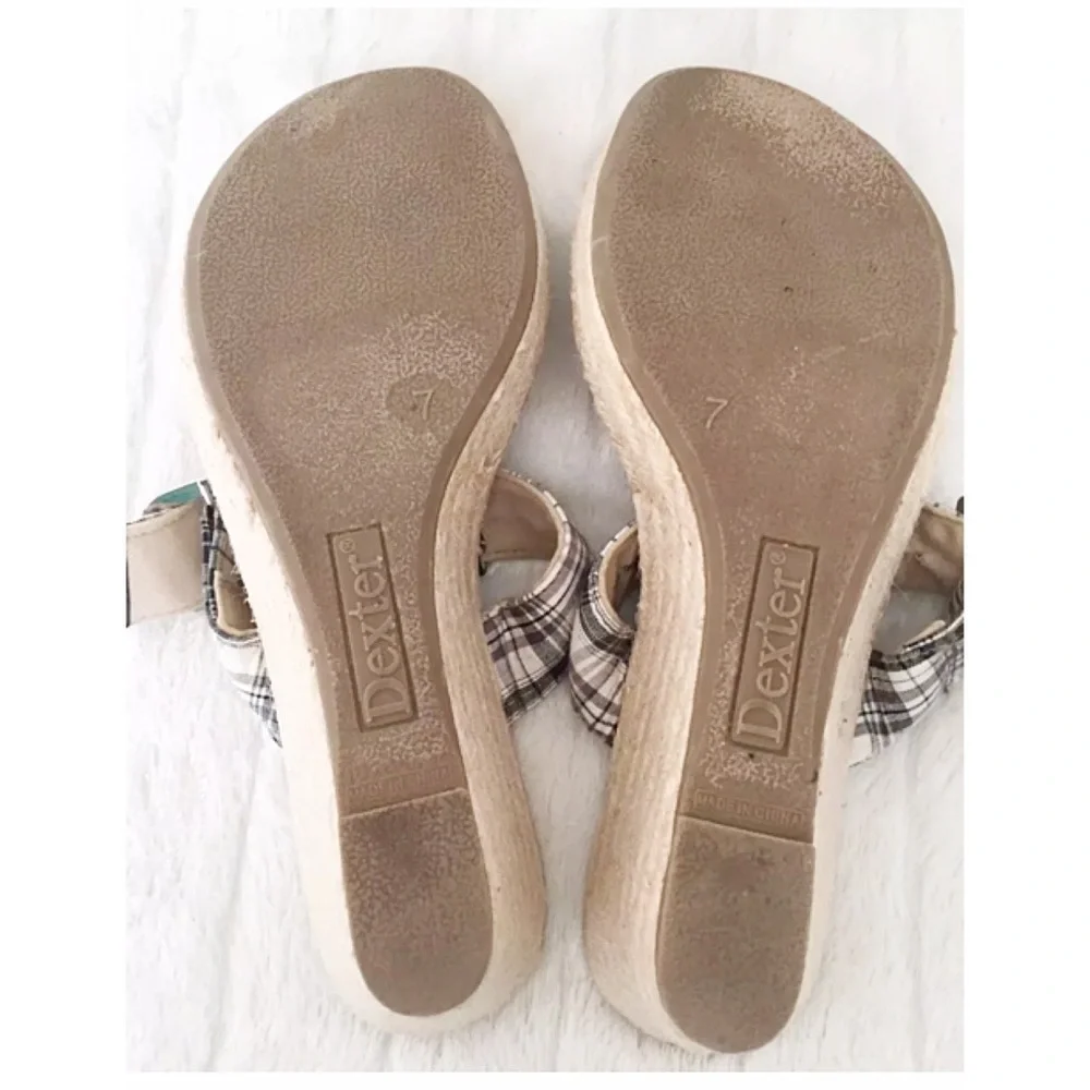 💙 Dexter Plaid Espadrille Wedge Sandals Size 7 Preppy Summer